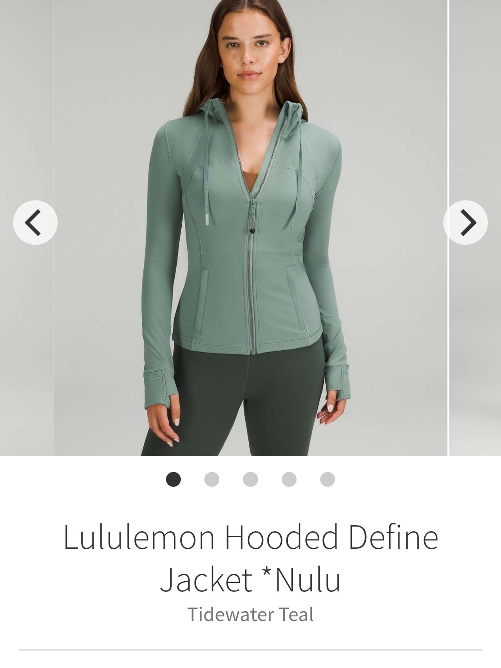 NWT Lululemon athletica Tidewater Teal Hooded Define Jacket sz. 6